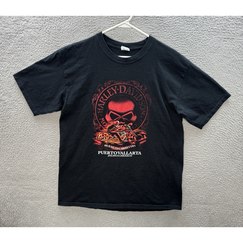Harley‎ Davidson Shirt Adult Large Black Motorcycle Biker Skull Grunge Y2K Mens
